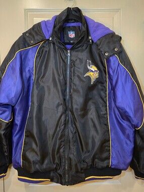 NFL Minnesota Vikings Black, Purple & Yellow Lined Coat, XL Men's